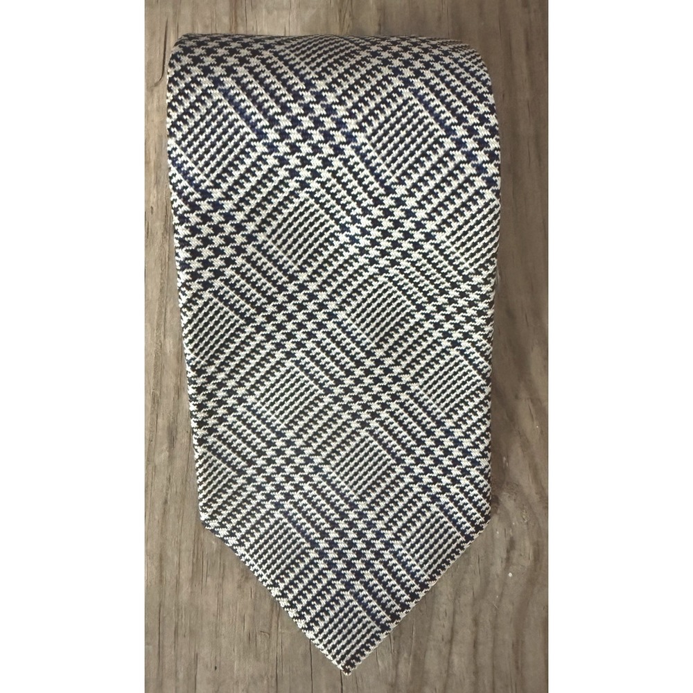Lauren Ralph Lauren Silk Tie Black White Houndstooth Plaid Classic
